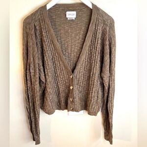 SAYLOR Women's Tiggy Cropped Tan Knit Cardigan Sweater